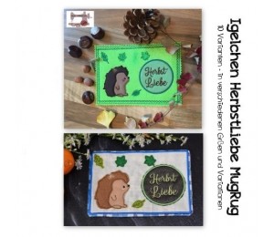 ITH Stickdatei - Mug Rug Herbstliebe Igelchen